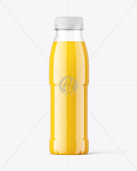 Clear Plastic Orange Juice Bottle Mockup PSD #3