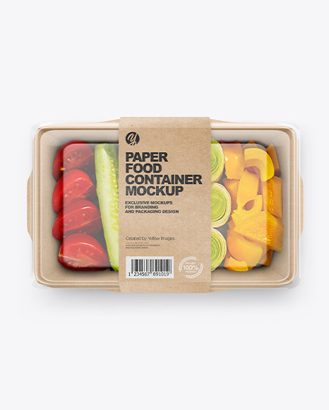 Paper Food Container With Vegetable Set Mockup PSD #3