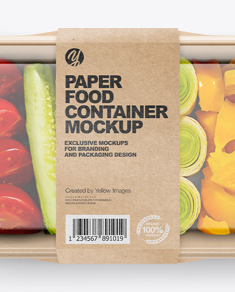 Paper Food Container With Vegetable Set Mockup PSD #5