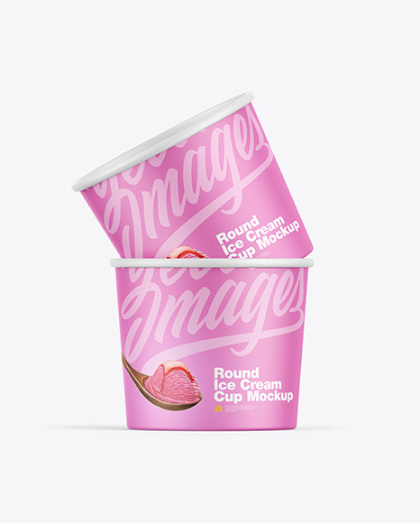 Two Matte Ice Cream Cups Mockup