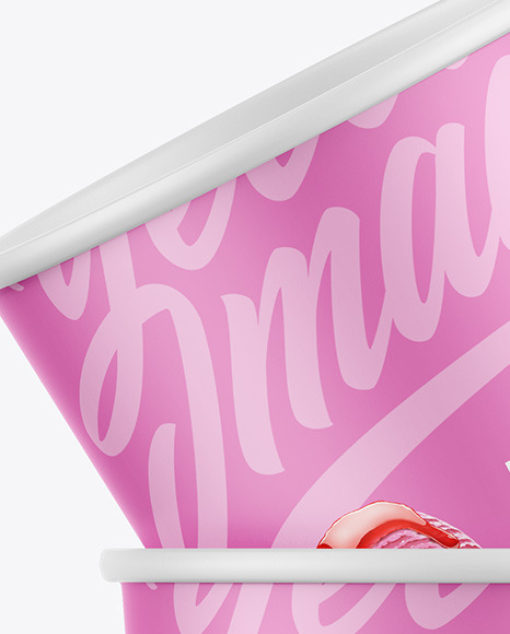Two Matte Ice Cream Cups Mockup PSD #2