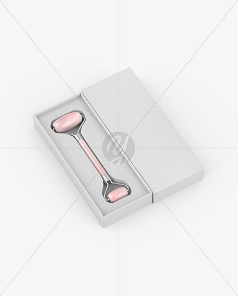 Rose Quartz Massage Roller W  Box Mockup PSD #3