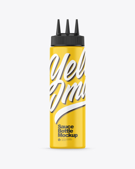Glossy 3 Hole Plastic Sauce Bottle Mockup
