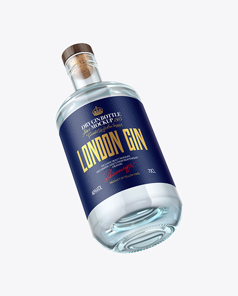 Dry Gin Bottle with Wooden Cap Mockup PSD #2