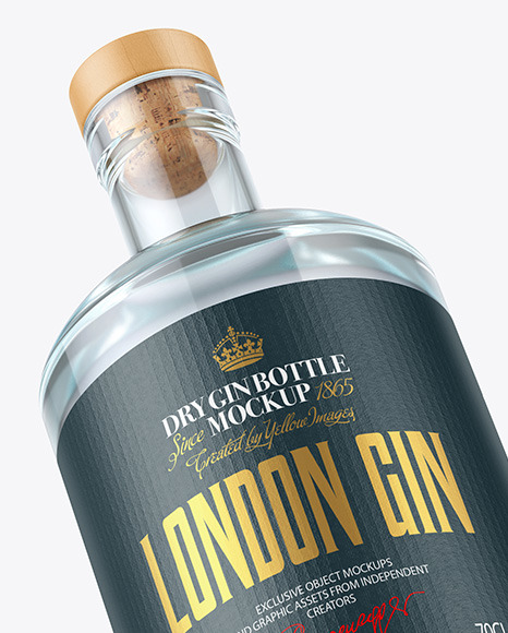 Dry Gin Bottle with Wooden Cap Mockup PSD #6
