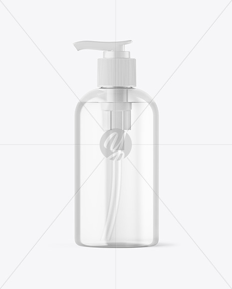 Clear Cosmetic Bottle with Pump Mockup PSD #3