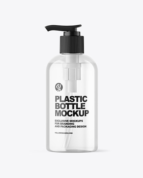 Clear Cosmetic Bottle with Pump Mockup PSD #2