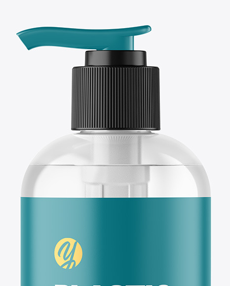 Clear Cosmetic Bottle with Pump Mockup PSD #1