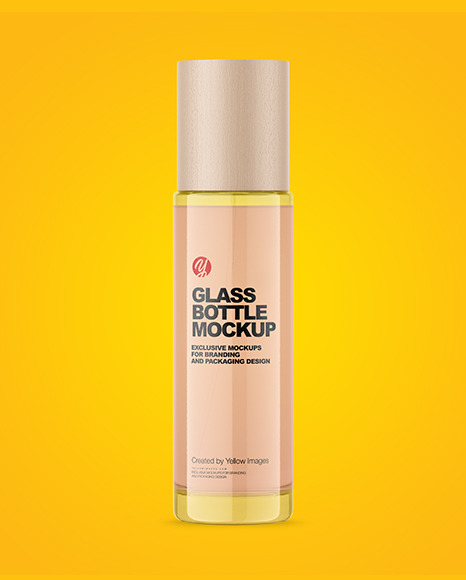 Glass Cosmetic Bottle with Wood Cap Mockup PSD #1