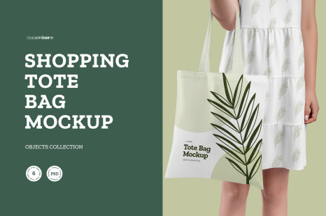6 Shopping Tote Bag Mockups in the Hands of a Girl