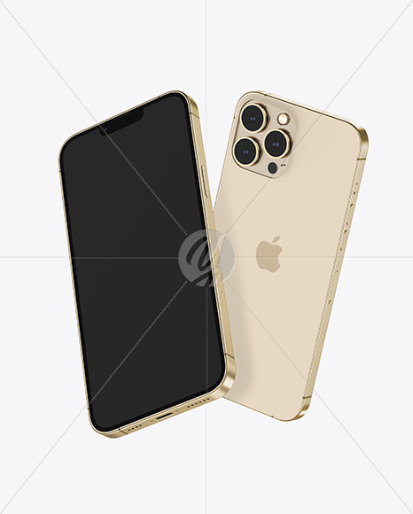 Free Two iPhones 13 Pro Max Gold Mockups Device Mockups