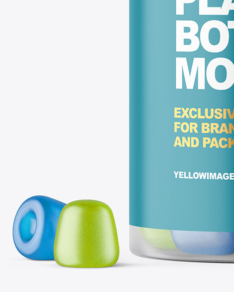 Frosted Plastic Bottle with Gummies Mockup PSD #6