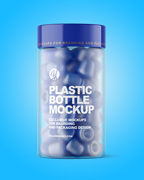 Frosted Plastic Bottle with Gummies Mockup PSD #7