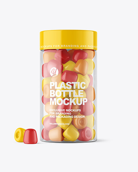 Plastic Bottle with Gummies Mockup