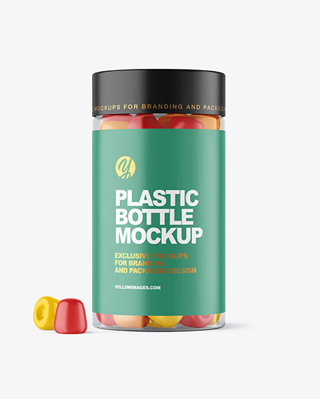 Plastic Bottle with Gummies Mockup PSD #2