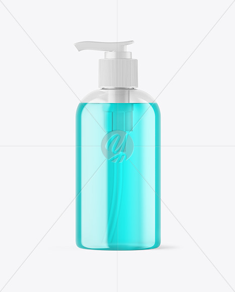 Color Liquid Cosmetic Bottle with Pump Mockup PSD #3
