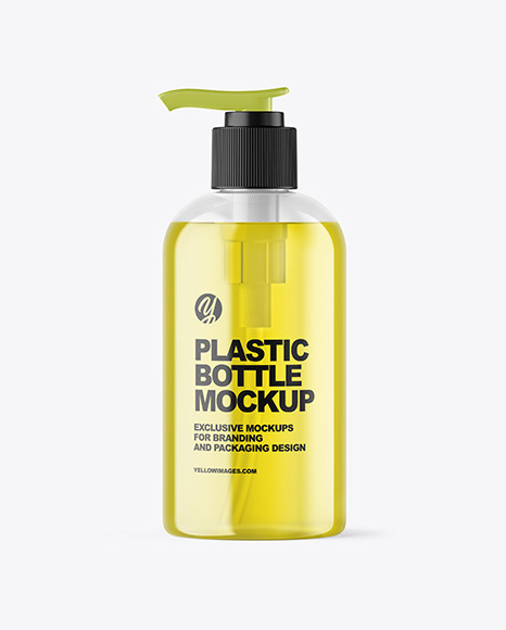 Color Liquid Cosmetic Bottle with Pump Mockup PSD #2