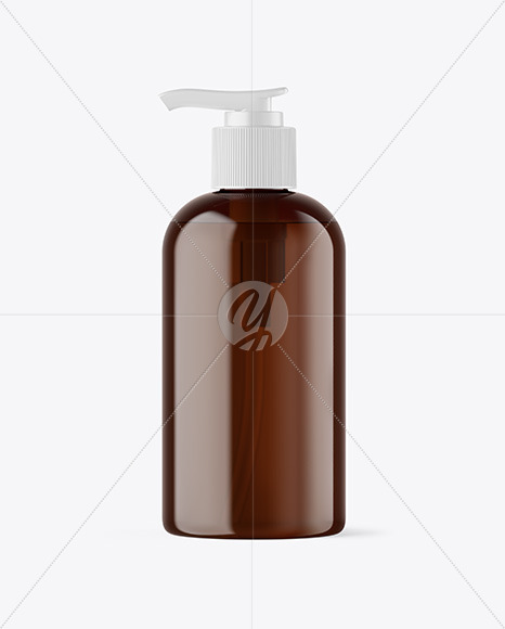 Amber Cosmetic Bottle with Pump Mockup 236 ml 12432