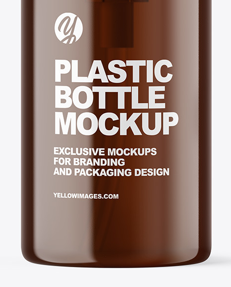 Amber Cosmetic Bottle with Pump Mockup antiseptic 12436