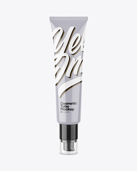 Glossy Cosmetic Tube With Pump Mockup