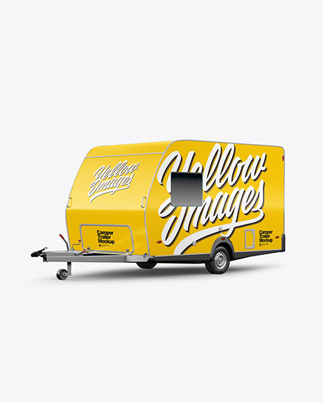 Camper Trailer Mockup - Half Side View