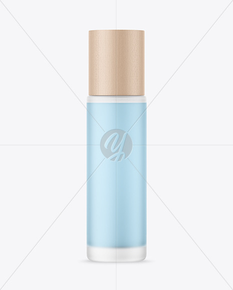 Frosted Glass Cosmetic Bottle with Wood Cap Mockup PSD #3