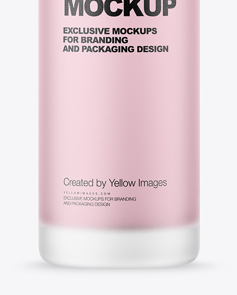 Frosted Glass Cosmetic Bottle with Wood Cap Mockup PSD #7