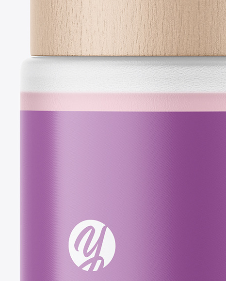 Frosted Glass Cosmetic Bottle with Wood Cap Mockup PSD #5