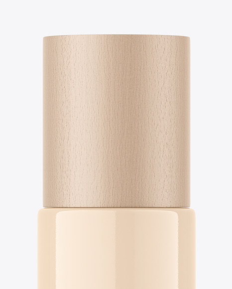 Glass Cosmetic Bottle with Wood Cap Mockup PSD #6