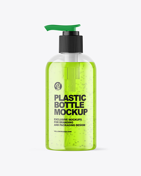 Color Liquid Cosmetic Bottle with Pump Mockup PSD #2