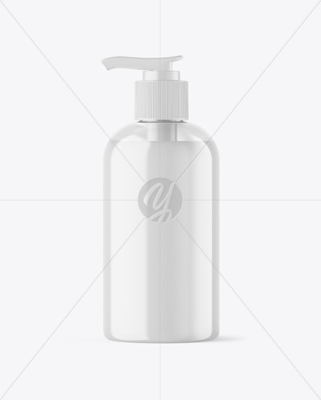 Clear Liquid Soap Cosmetic Bottle with Pump Mockup PSD #3