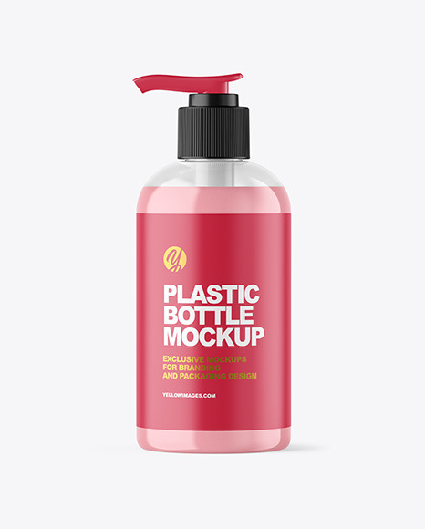Clear Liquid Soap Cosmetic Bottle with Pump Mockup