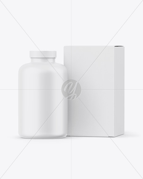 Matte Plastic Jar with Paper Box Mockup PSD #3