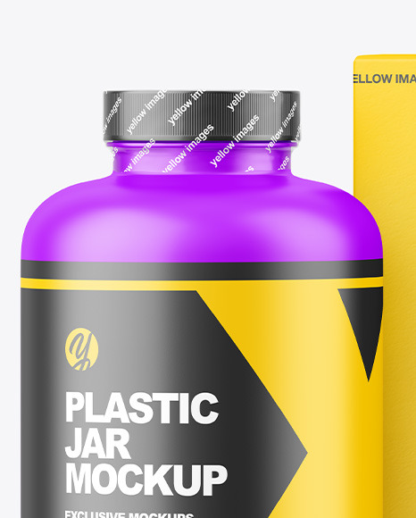 Matte Plastic Jar with Paper Box Mockup PSD #2