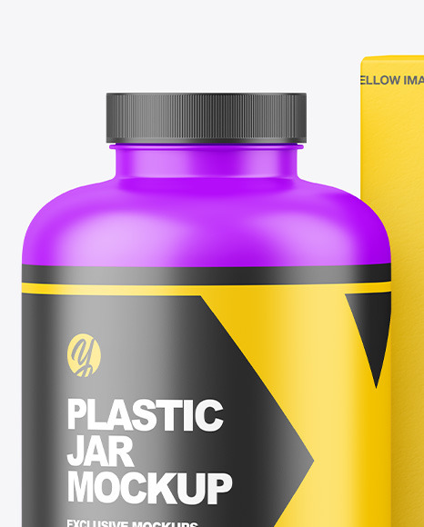Matte Plastic Jar with Paper Box Mockup PSD #1