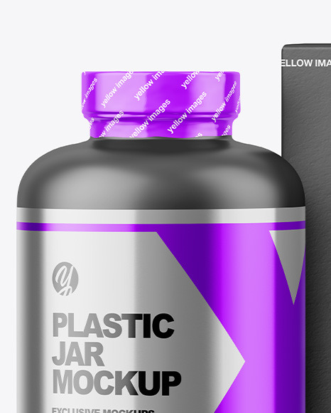 Matte Plastic Jar with Paper Box Mockup PSD #5