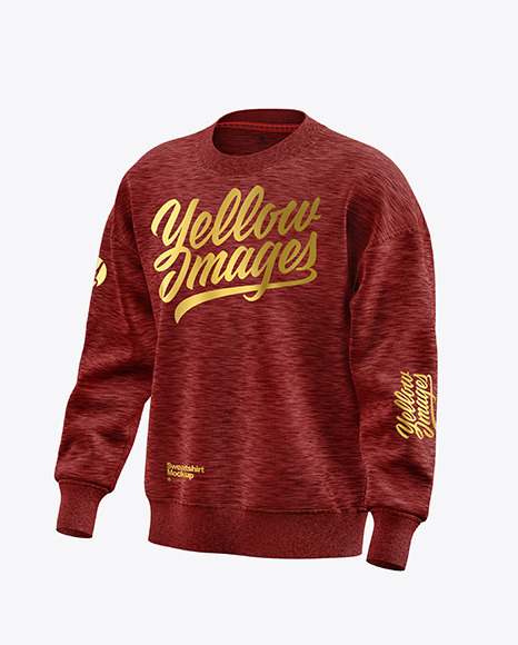 Melange Sweatshirt Mockup   Front Half Side View PSD #2