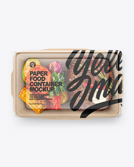 Paper Food Container With BBQ Set Mockup