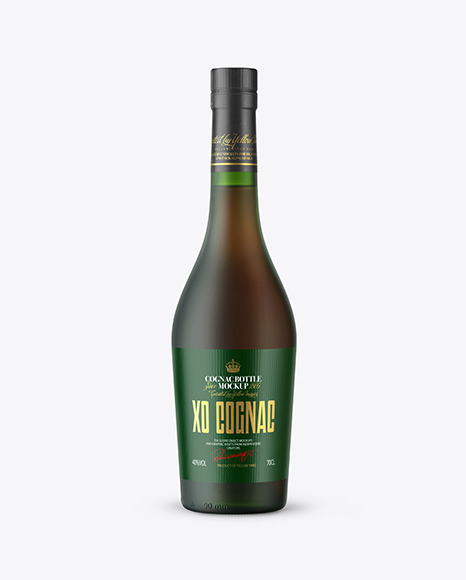 Frosted Green Glass Cognac Bottle Mockup