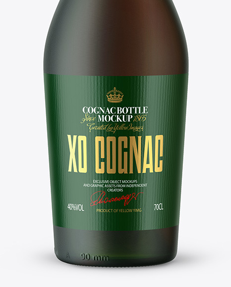 Frosted Green Glass Cognac Bottle Mockup PSD #6