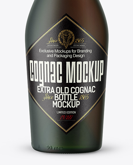 Frosted Green Glass Cognac Bottle Mockup PSD #7