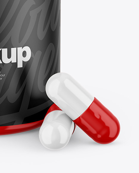 Glossy Pills Jar Mockup PSD #1