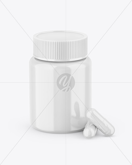 Glossy Pills Jar Mockup PSD #3