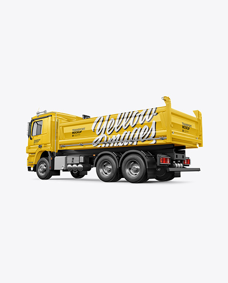 Tipper Truck Mockup - Back Half Side View dumping 541