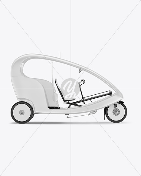 Free Rickshaw Taxi Mockup - Left Side View Vehicle Mockups