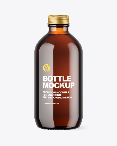 Amber Glass Bottle Mockup