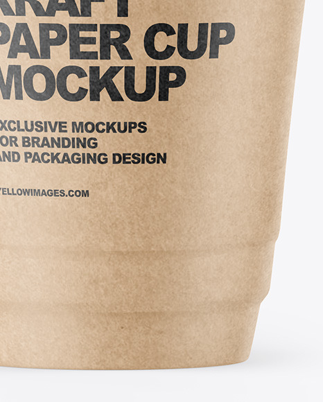 Kraft Paper Cup with Plastic Straw Mockup PSD #1