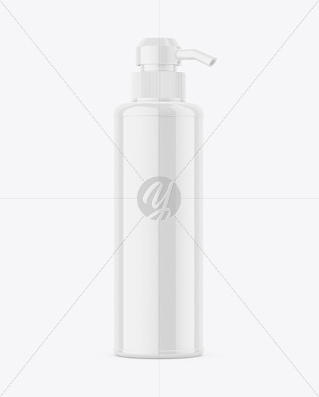 Glossy Plastic Bottle with Pump Mockup batcher 7011