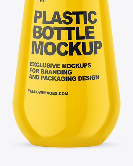 Glossy Plastic Bottle with Pump Mockup bottle 6934