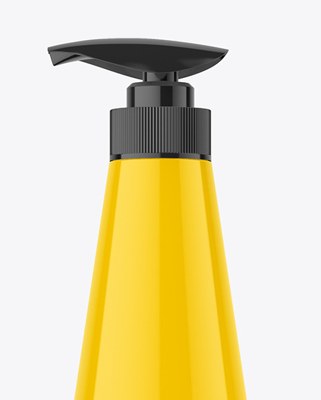Glossy Plastic Bottle with Pump Mockup cosmetic 6935